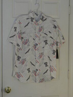 Silver Bait Patriotic Shirt Vented Lens Cloth Pockets UPF 50+ Fishing NWT